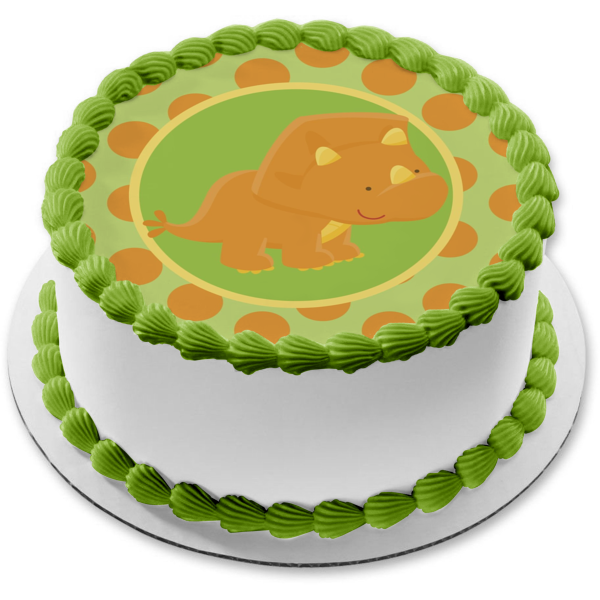 Imagen comestible para tarta con diseño de dinosaurio rugido de bebé Triceratops ABPID05503 