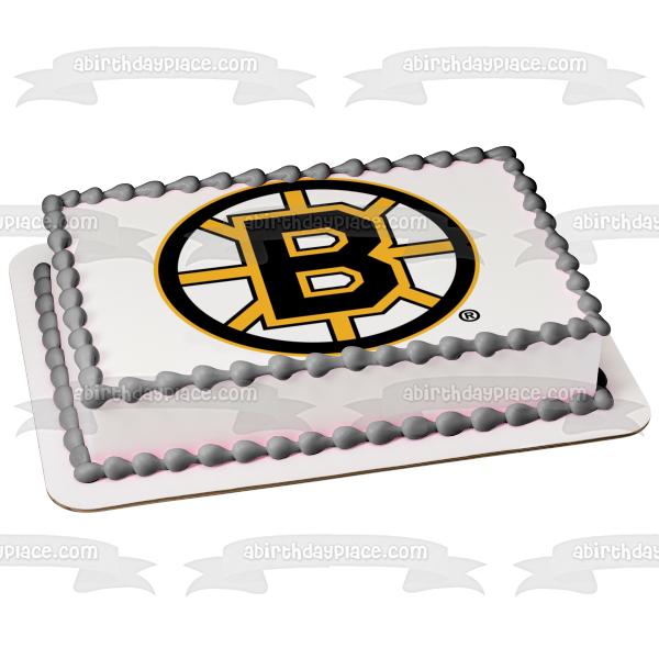 Imagen de decoración comestible para tarta con el logotipo principal de los Boston Bruins de la NHL ABPID05173 