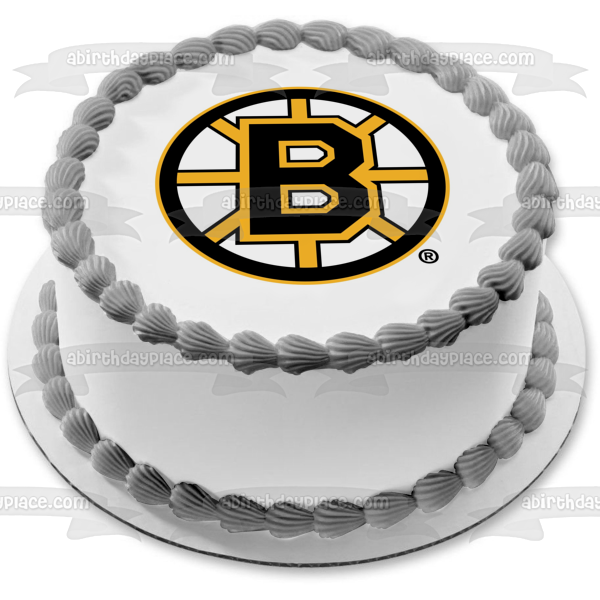 Imagen de decoración comestible para tarta con el logotipo principal de los Boston Bruins de la NHL ABPID05173 