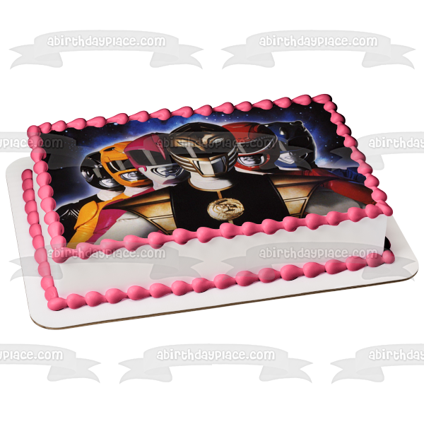 Power Rangers Mega Force Yellow Ranger Black Ranger Brown Ranger Red Ranger Pink Ranger Blue Ranger Edible Cake Topper Image ABPID27491