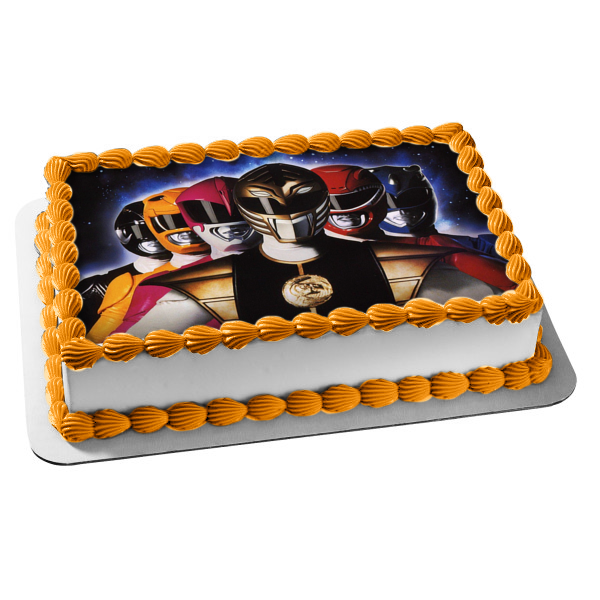 Power Rangers Mega Force Yellow Ranger Black Ranger Brown Ranger Red Ranger Pink Ranger Blue Ranger Edible Cake Topper Image ABPID27491