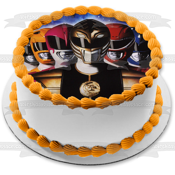 Power Rangers Mega Force Yellow Ranger Black Ranger Brown Ranger Red Ranger Pink Ranger Blue Ranger Edible Cake Topper Image ABPID27491