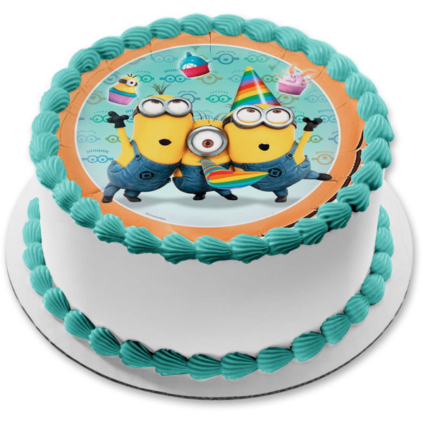 Minions Despicable Me Illumination Stuart Dave y Kevin Edible Cake Topper Imagen ABPID04240 