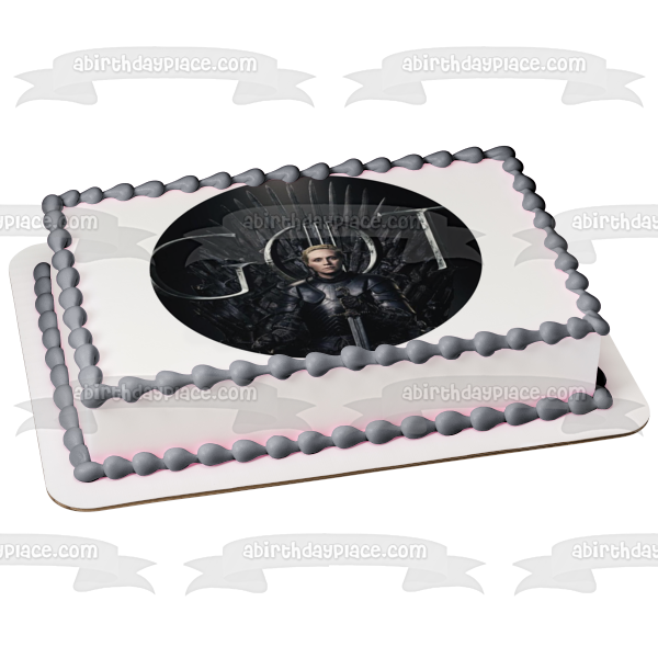 Game of Thrones Brienne of Tarth Iron Throne Black Background Edible Cake Topper Image ABPID27502