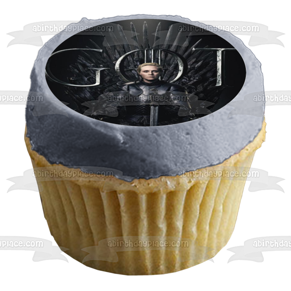 Game of Thrones Brienne of Tarth Iron Throne Black Background Edible Cake Topper Image ABPID27502