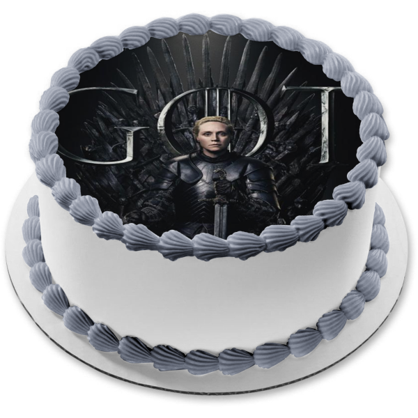 Game of Thrones Brienne of Tarth Iron Throne Black Background Edible Cake Topper Image ABPID27502