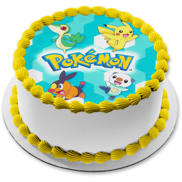 Pokemon Pikachu Snivy Tepig and Oshawott Edible Cake Topper Image ABPID04325