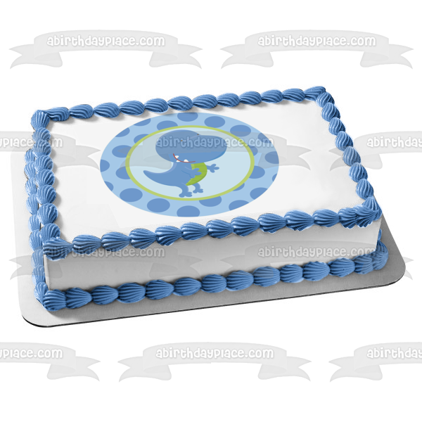 Blue Baby Tyrannosaurus Rex Edible Cake Topper Image ABPID04357