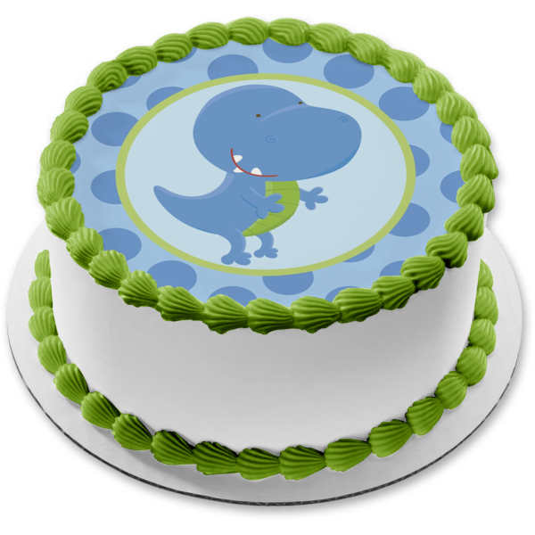 Blue Baby Tyrannosaurus Rex Edible Cake Topper Image ABPID04357