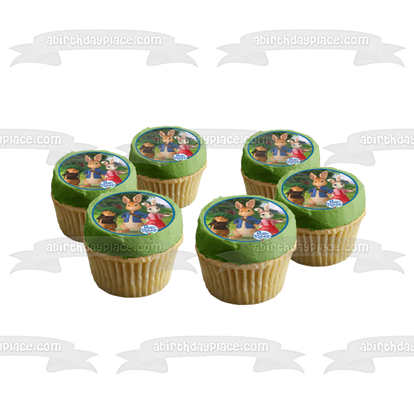 Peter Rabbit Logo Benjamin Bunny y Lily Bobtail Adorno comestible para tarta Imagen ABPID06606 