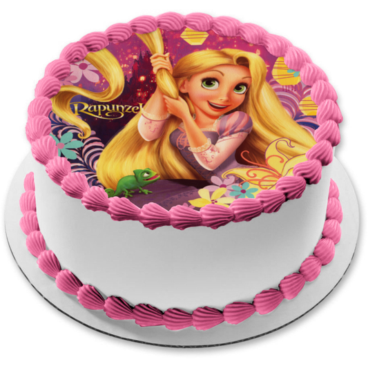 Adorno comestible para tarta de Rapunzel y Pascal enredados, imagen ABPID07102 