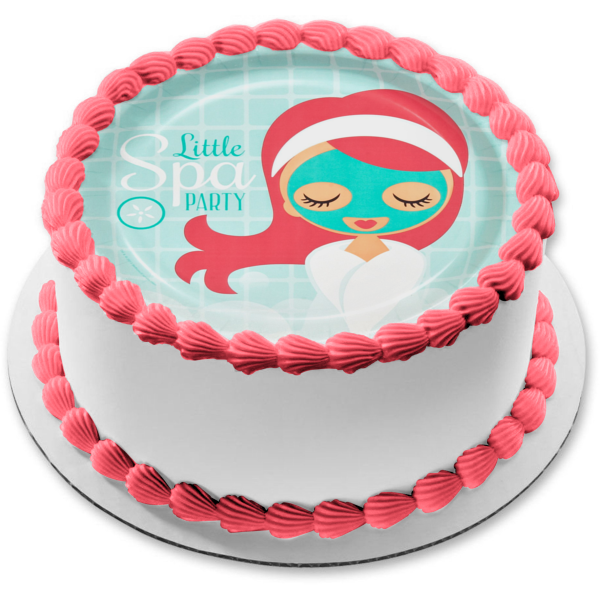 Máscara facial Little Spa Party y una bata como adorno comestible para pastel Imagen ABPID06771 