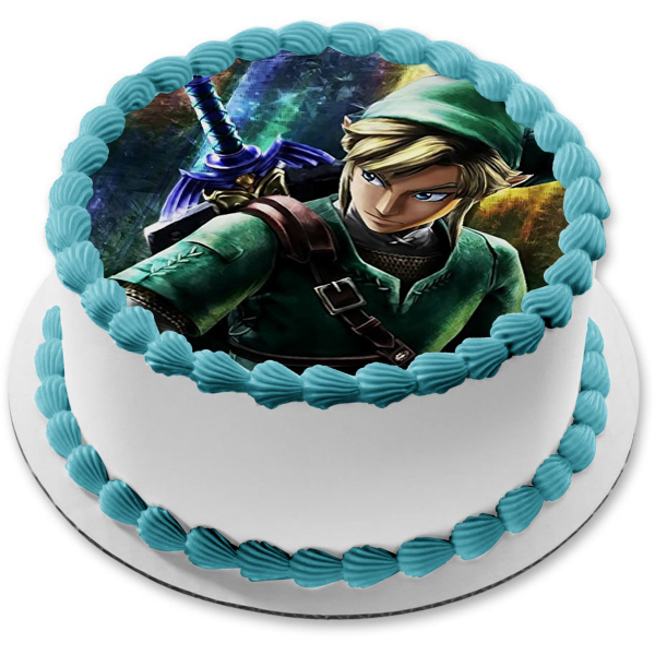 Figura decorativa comestible para tarta de Link y su espada azul de Legends of Zelda ABPID06810 