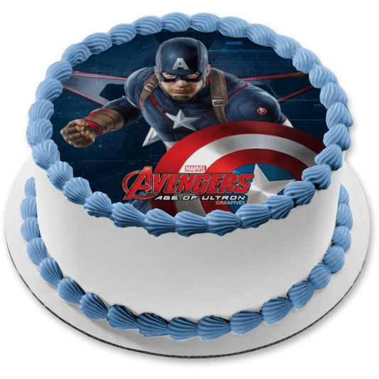 Avengers Age of Ultron Captain America and His Sheild Edible Cake Topper Image ABPID07654