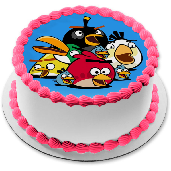 Angry Birds Logo Terrance the Blues Chuck Bomb Matilda and Hal Edible Cake Topper Image ABPID07504