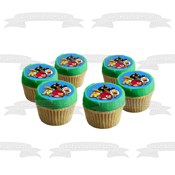 Angry Birds Logo Terrance the Blues Chuck Bomb Matilda and Hal Edible Cake Topper Image ABPID07504