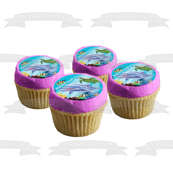 Ocean Life Dolphin Turtle Coral Variety of Fish Coral Edible Cake