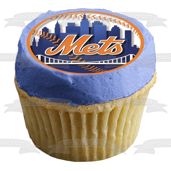 Imagen comestible para tarta con logotipo de los Mets de Nueva York MLB ABPID10756