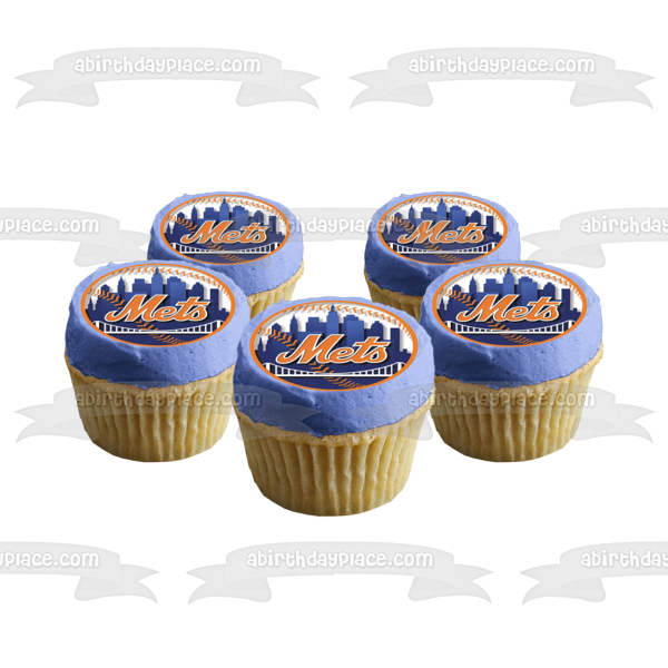 Imagen comestible para tarta con logotipo de los Mets de Nueva York MLB ABPID10756