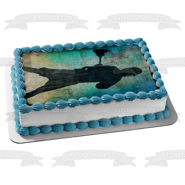 Imagen comestible para decoración de tarta con silueta de jugador de Lacrosse, fondo azul, ABPID27707 