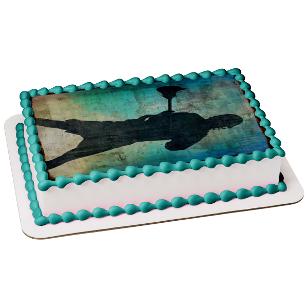 Imagen comestible para decoración de tarta con silueta de jugador de Lacrosse, fondo azul, ABPID27707 