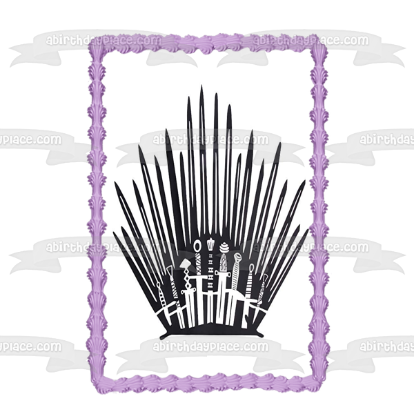 Game of Thrones Iron Throne Swords Silhouette Edible Cake Topper Image ABPID27581