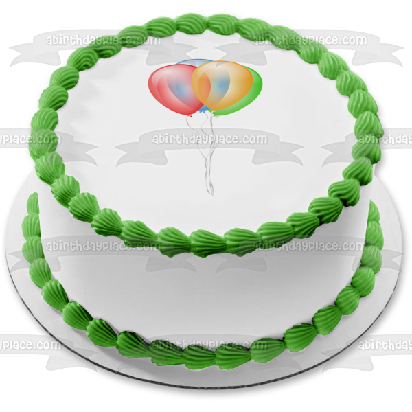 Globos Rojo Naranja Azul Verde Imagen comestible para decoración de tarta ABPID27584 