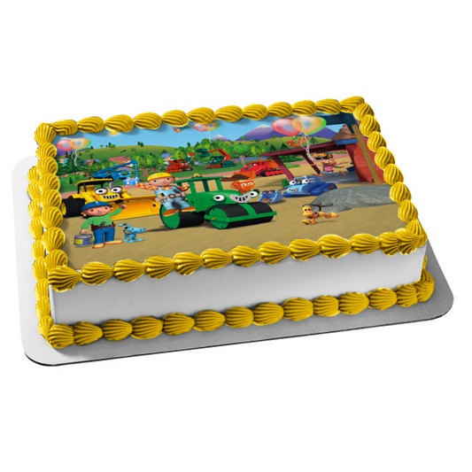 Bob the Builder Birthday Party Scoop Muck Lofty Roley Wendy Sumsy Presents Balloons Edible Cake Topper Image ABPID27587