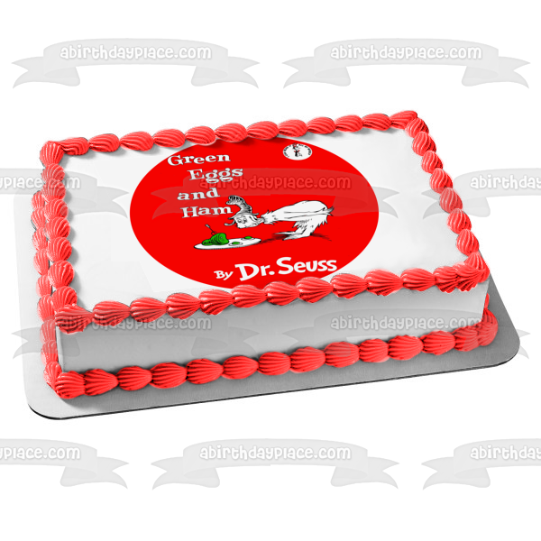 Dr. Seuss Green Eggs and Ham Book Cover Edible Cake Topper Image ABPID27590