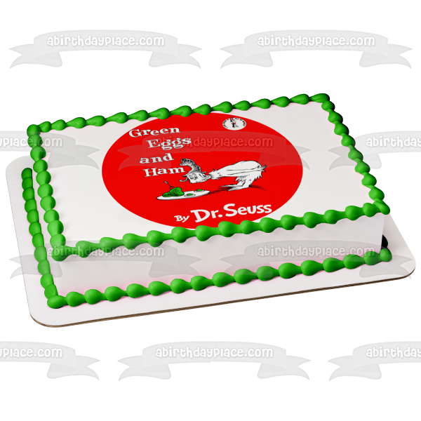 Dr. Seuss Green Eggs and Ham Book Cover Edible Cake Topper Image ABPID27590