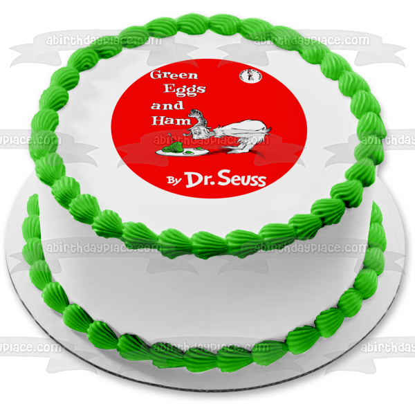 Dr. Seuss Green Eggs and Ham Book Cover Edible Cake Topper Image ABPID27590