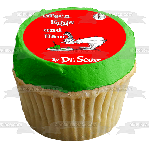 Dr. Seuss Green Eggs and Ham Book Cover Edible Cake Topper Image ABPID27590