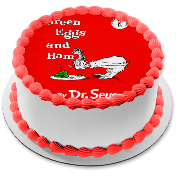 Dr. Seuss Green Eggs and Ham Book Cover Edible Cake Topper Image ABPID27590