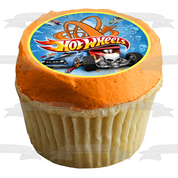 Hot Wheels Red Race Car Skull Edible Cake Topper Image ABPID12109