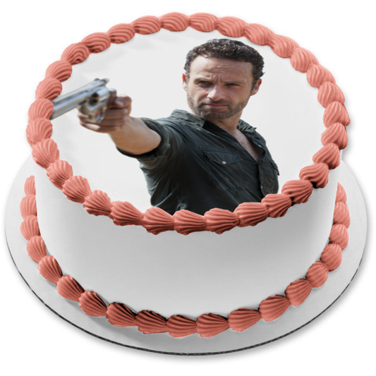 The Walking Dead Rick Pointing Gun Edible Cake Topper Image ABPID12409