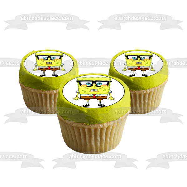 SpongeBob SquarePants Wearing Glasses Edible Cake Topper Image ABPID12430