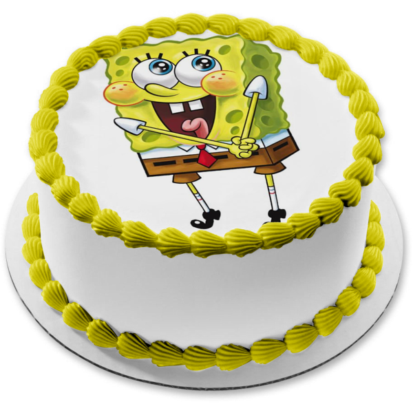 SpongeBob SquarePants Happy Smiling Edible Cake Topper Image ABPID12431