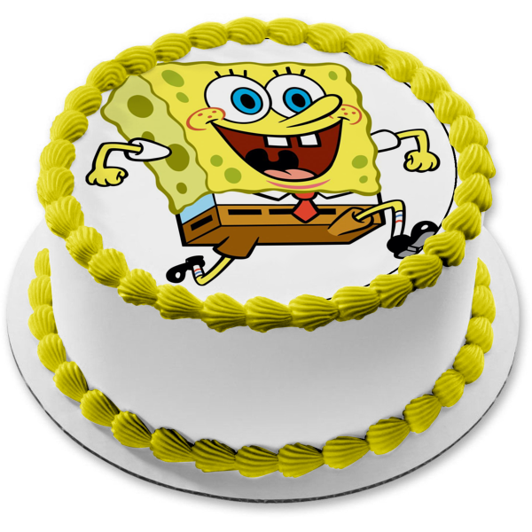 SpongeBob SquarePants Running Edible Cake Topper Image ABPID12432