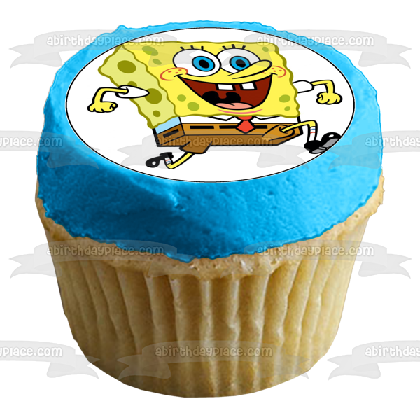 SpongeBob SquarePants Running Edible Cake Topper Image ABPID12432