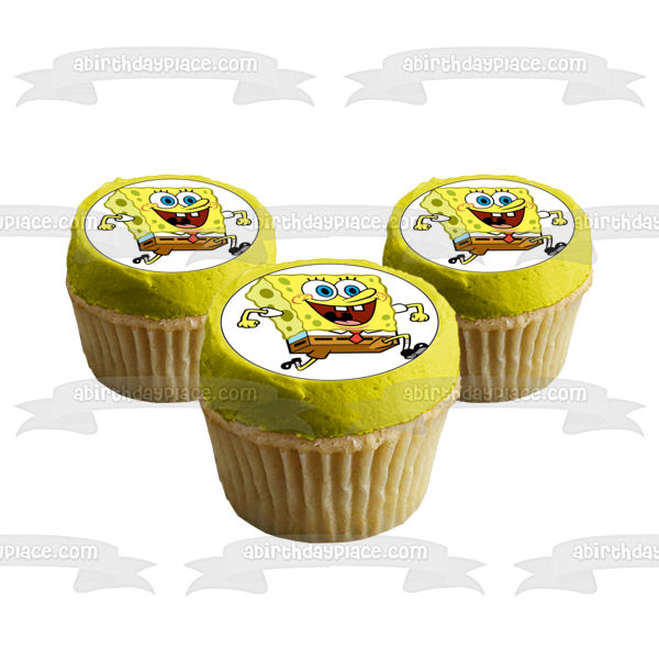 SpongeBob SquarePants Running Edible Cake Topper Image ABPID12432