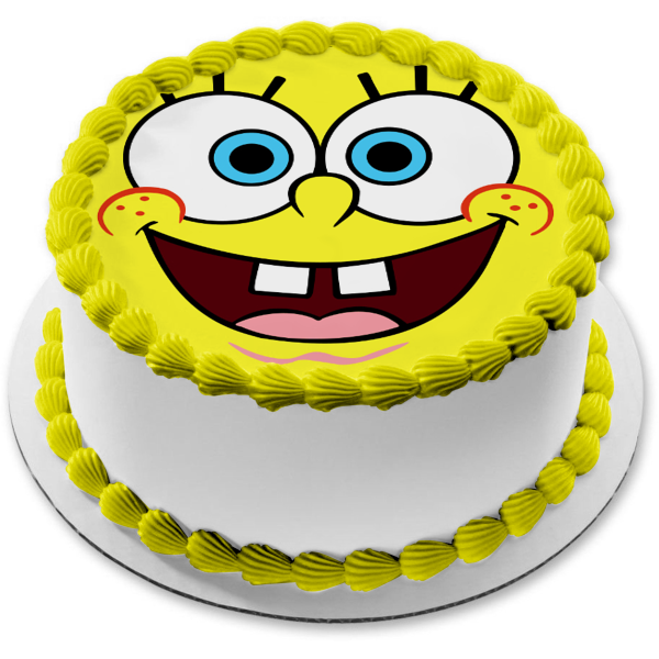 Adorno comestible para tarta con cara circular de Bob Esponja, imagen ABPID12433 