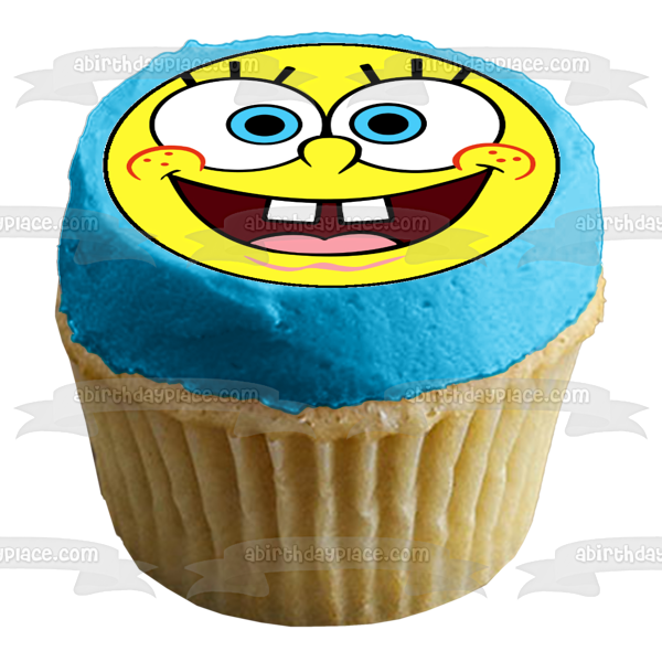 Adorno comestible para tarta con cara circular de Bob Esponja, imagen ABPID12433 