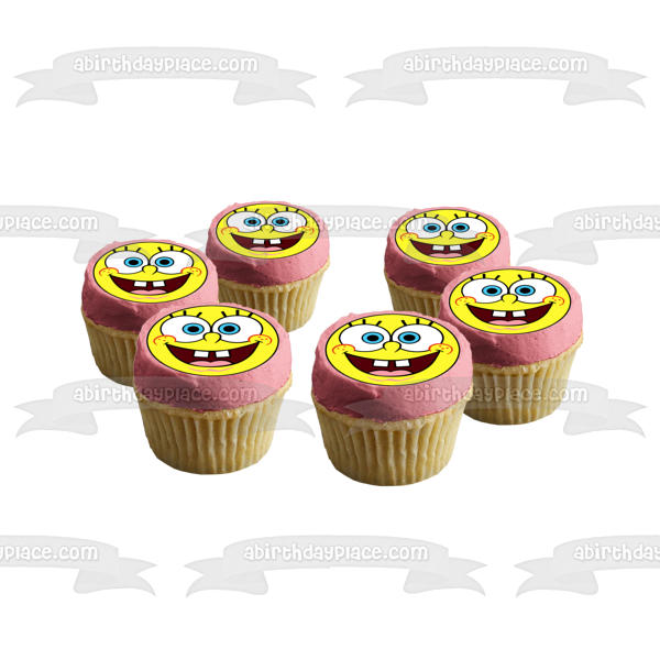 Adorno comestible para tarta con cara circular de Bob Esponja, imagen ABPID12433 