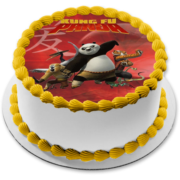 Kung Fu Panda Po Tigress Viper Mantis Monkey Crane Edible Cake Topper Image ABPID12803