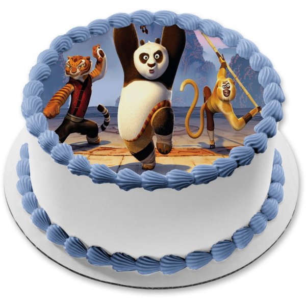 Imagen comestible para tarta de Kung Fu Panda Po Tigresa Mono Karate Stance ABPID12806 