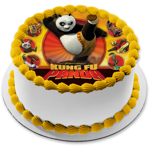 Kung Fu Panda Po Tigress Monkey Karate Stance Master Shifu Edible Cake Topper Image ABPID12807