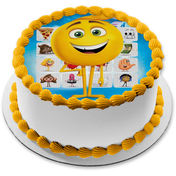 The Emoji Movie Surtido Emojis Poo Pizza Gene Jailbreak Hi-5 Mary Meh Edible Cake Topper Imagen ABPID21783 