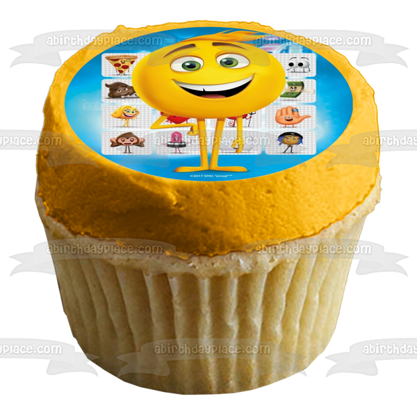 The Emoji Movie Surtido Emojis Poo Pizza Gene Jailbreak Hi-5 Mary Meh Edible Cake Topper Imagen ABPID21783 