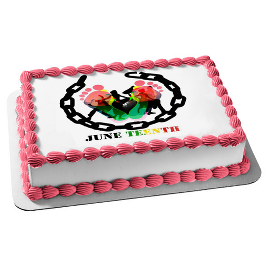 Juneteenth Freedom Day Broken Chain People Dancing Edible Cake Topper Image ABPID54097