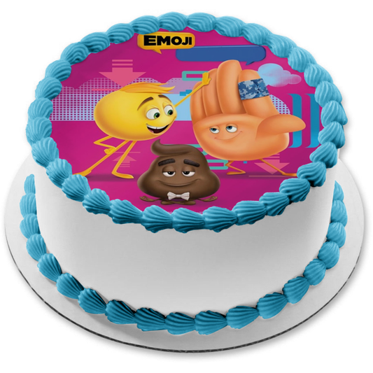 Adorno comestible para tarta con cara sonriente de Emoji High Five Pou, imagen ABPID22030 